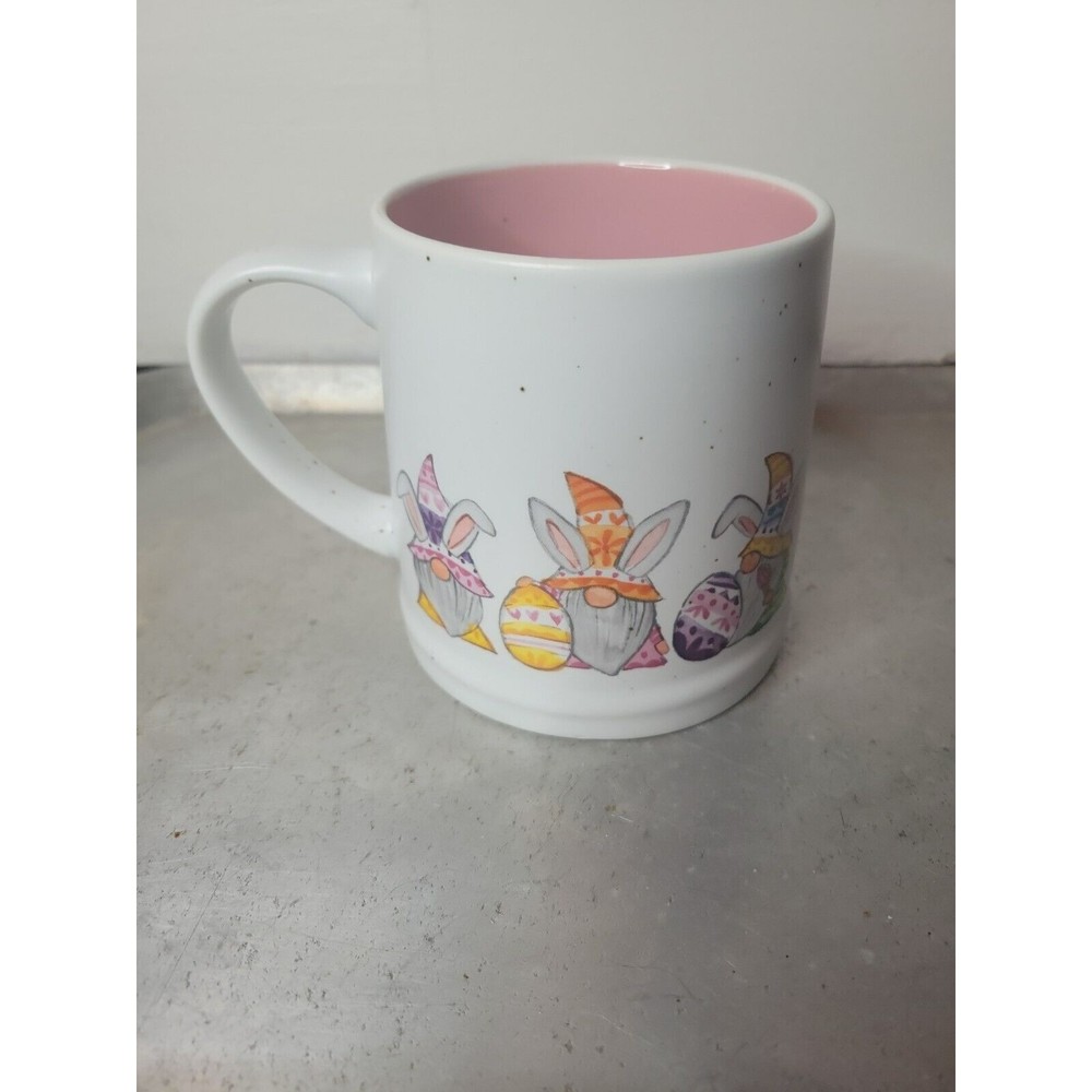 Oversided Carrot Patch Cottage Gnome Bunny Easter Egg Mug 4-3/8” Large